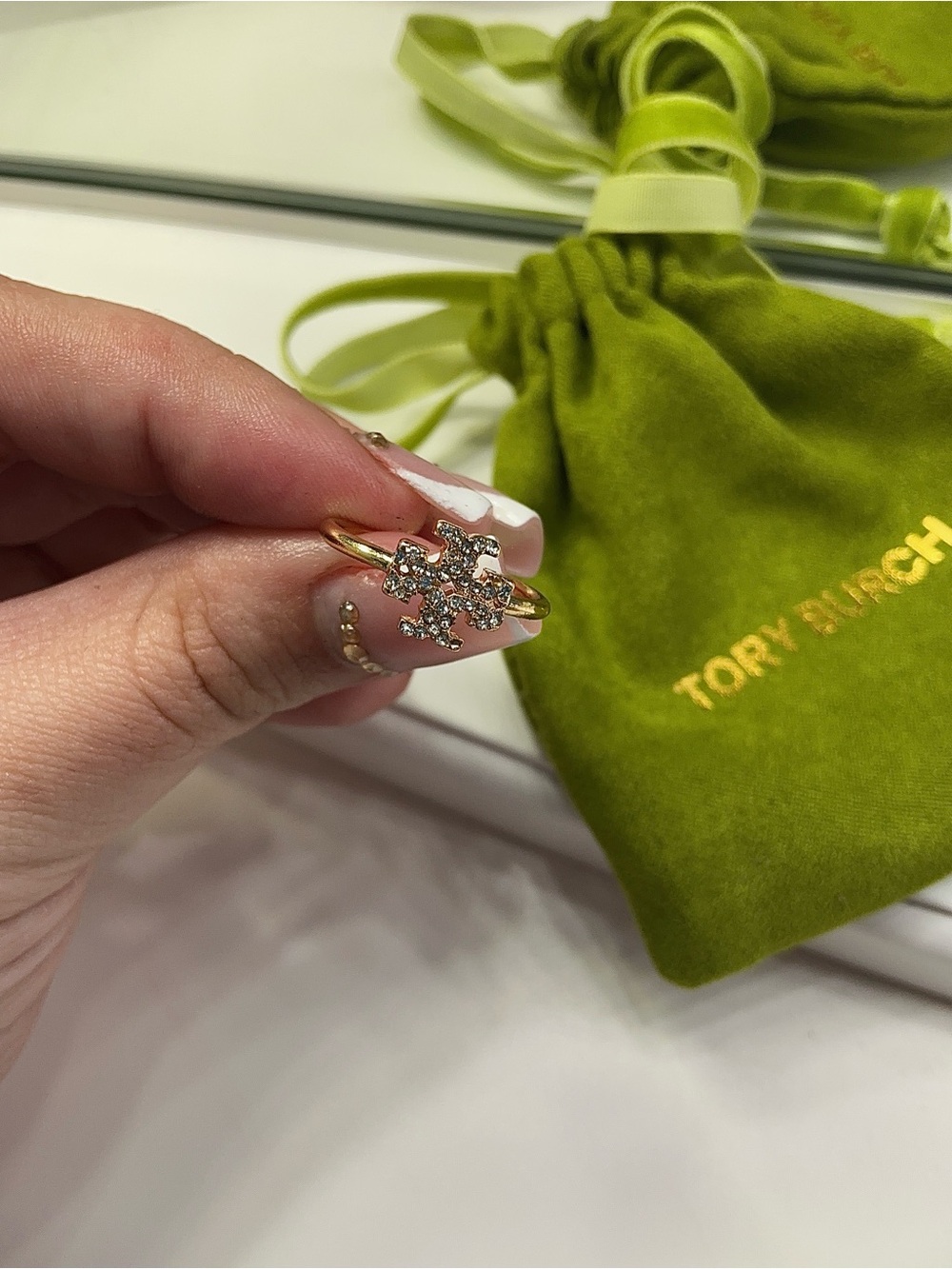 Tory Burch gold diamond ring size 6